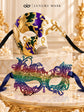 Rainbow Swan Lace Mask for Women & Purple Gold Green Phantom Mask for Men | Colorful Venetian Masquerade Couple Masks - image 6
