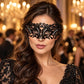 Black Masquerade Mask with Clear Rhinestones for Women, Heart Design Metal Eye Mask for Prom and Costume Parties - main image