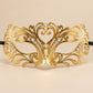 Gold Masquerade Mask with Clear Rhinestones for Women, Heart Design Metal Eye Mask for Prom and Costume Parties - image 5