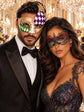 Gold Purple Green Checkered Venetian Mask for Men & Rainbow Lace Mask for Women | Colorful Masquerade Couple Set - image 3