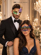 Rainbow Crown Lace Mask for Women & Gold Purple Green Checkered Mask for Men | Ornate Venetian Masquerade Couple Set - image 5