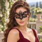 Black Masquerade Mask with Clear Rhinestones for Women, Raised Center Eye Mask for Prom and Costume Parties - image 4
