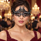 Black Masquerade Mask with Clear Rhinestones for Women, Raised Sides Eye Mask for Prom and Costume Parties - main image