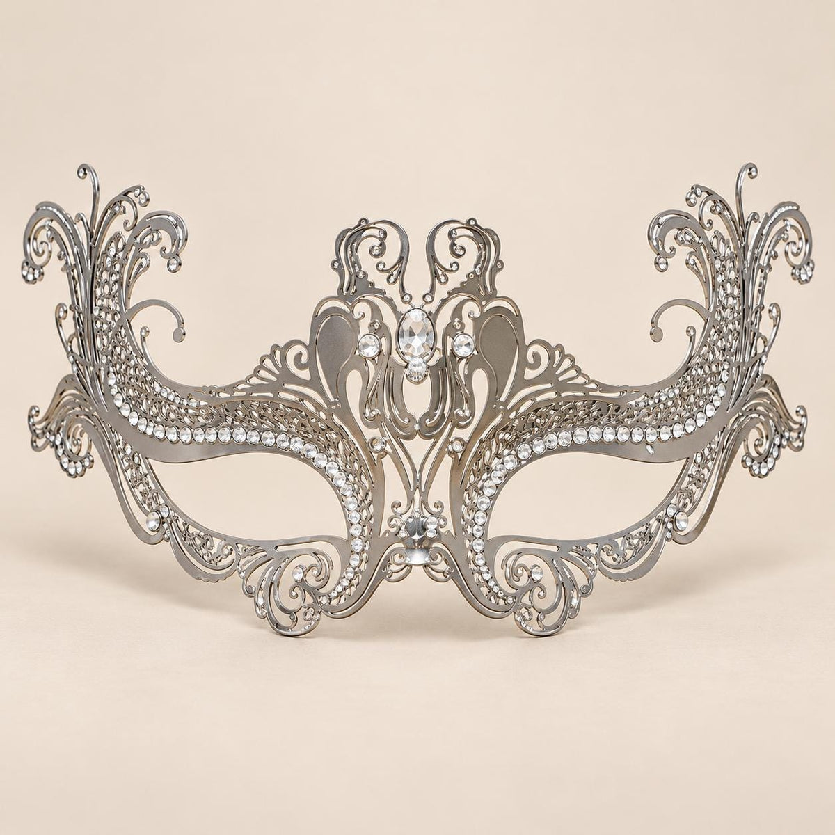 Silver Masquerade Mask with Clear Rhinestones for Women, Raised Sides Eye Mask for Prom and Costume Parties - image 5