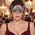 Silver Masquerade Mask with Clear Rhinestones for Women, Raised Sides Eye Mask for Prom and Costume Parties - main image