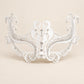 White Masquerade Mask with Clear Rhinestones for Women, Raised Sides Eye Mask for Prom and Costume Parties - image 5