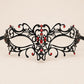 Black Floral Masquerade Mask with Red Rhinestones for Women, Metal Eye Mask for Prom and Costume Parties - image 5