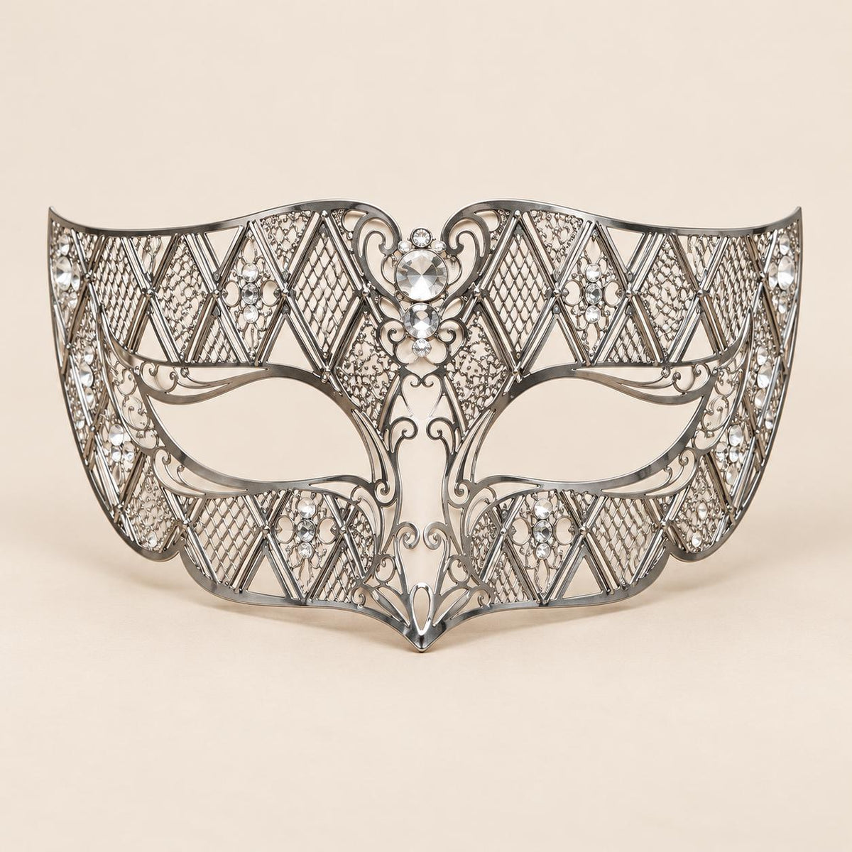 Silver Diamond Masquerade Mask with Clear Rhinestones for Men and Women, Metal Eye Mask for Prom and Costume Parties - image 5