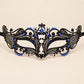 Black Curved Cutout Masquerade Mask with Blue Rhinestones for Women - image 5