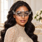 Silver Curved Cutout Masquerade Mask with Clear Rhinestones for Women - image 2