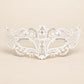 White Curved Cutout Masquerade Mask with Clear Rhinestones for Women - image 5