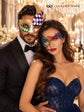 Rainbow Phantom Lace Mask for Women & Gold Purple Green Checkered Mask for Men | Colorful Venetian Masquerade Couple Set - image 2