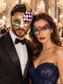 Rainbow Phantom Lace Mask for Women & Gold Purple Green Checkered Mask for Men | Colorful Venetian Masquerade Couple Set - main image