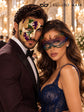 Purple Gold Green One Eye Phantom Mask for Men with Rainbow Lace Mask for Women | Colorful Venetian Masquerade Duo - image 2