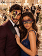 Purple Gold Green One Eye Phantom Mask for Men with Rainbow Lace Mask for Women | Colorful Venetian Masquerade Duo - image 4