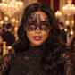 Black Swan Wing Masquerade Mask with Red Rhinestones for Women - main image