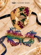 Purple Gold Green One Eye Phantom Mask for Men & Rainbow Swan Lace Mask for Women | Venetian Colorful Couple Masquerade Masks - image 6