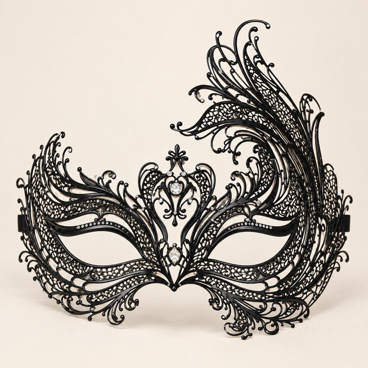 Black Swan Wing Masquerade Mask with Clear Rhinestones for Women - image 5