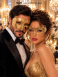 Gold Art Venetian Mask for Men & Gold Rhinestone Metal Mask for Women | His and Hers Masquerade Couple Set - image 2