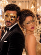 Gold Art Venetian Mask for Men & Gold Rhinestone Metal Mask for Women | His and Hers Masquerade Couple Set - image 5