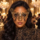 Gold Butterfly Masquerade Mask with Clear Rhinestones for Women - main image