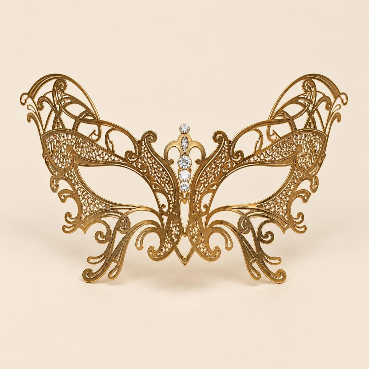 Gold Butterfly Masquerade Mask with Clear Rhinestones for Women - image 5