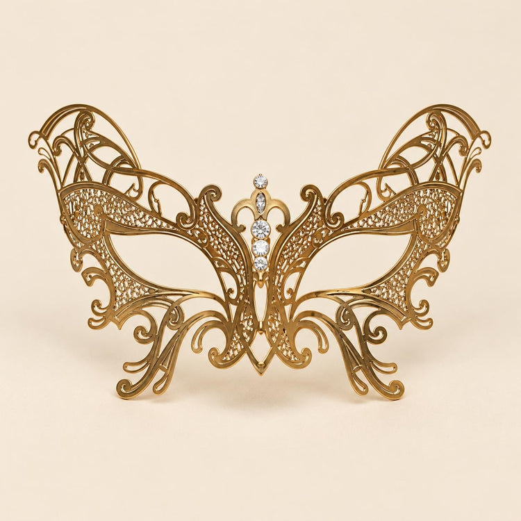 Gold Butterfly Masquerade Mask with Clear Rhinestones for Women - image 5