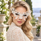 White Butterfly Masquerade Mask with Clear Rhinestones for Women - image 4