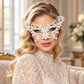 White Butterfly Masquerade Mask with Clear Rhinestones for Women - image 2