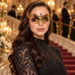 Gold Curled Cutout Masquerade Mask with Clear Rhinestones for Women - image 3