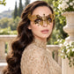 Gold Curled Cutout Masquerade Mask with Clear Rhinestones for Women - image 4