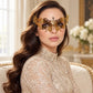 Gold Curled Cutout Masquerade Mask with Clear Rhinestones for Women - image 2