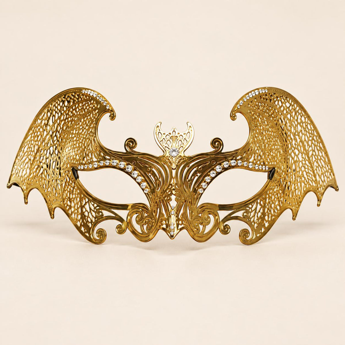 Gold Bat Wing Masquerade Mask with Clear Rhinestones for Women, Halloween Costume Eye Mask - image 5