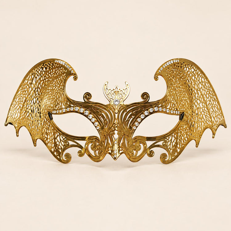 Gold Bat Wing Masquerade Mask with Clear Rhinestones for Women, Halloween Costume Eye Mask - image 5