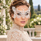 White Butterfly Masquerade Mask with Clear Rhinestones for Women - image 4