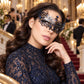 Black Fine Cutout Masquerade Mask with Blue Rhinestones for Women - image 3