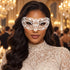 White Jewel Masquerade Mask with Clear Rhinestones for Women - main image