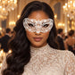 White Jewel Masquerade Mask with Clear Rhinestones for Women - main image