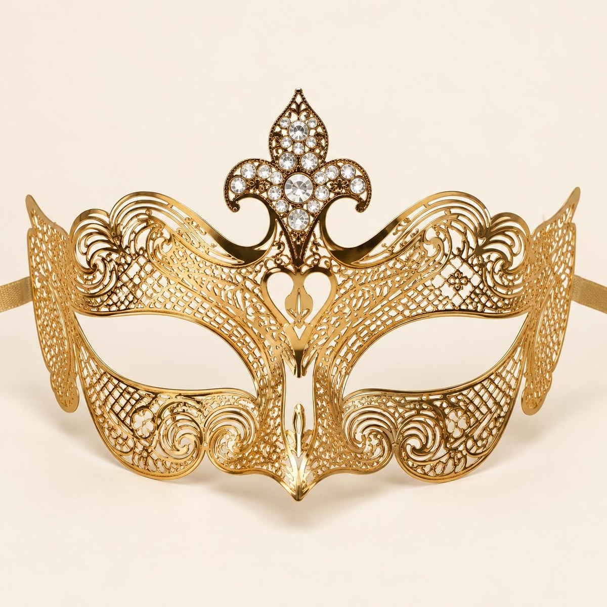 Gold Crown Masquerade Mask with Clear Rhinestones for Women - image 5