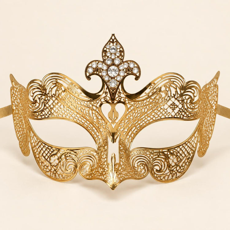 Gold Crown Masquerade Mask with Clear Rhinestones for Women - image 5