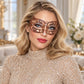 Rose Gold Wide Cutout Masquerade Mask with Clear Rhinestones for Women - image 2