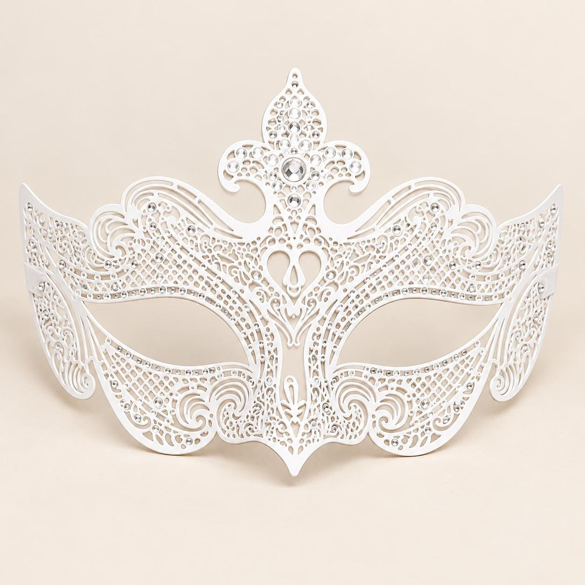 White Crown Masquerade Mask with Clear Rhinestones for Women - image 5
