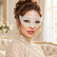 White Crown Masquerade Mask with Clear Rhinestones for Women - image 2