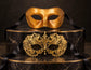 Gold Classic Venetian Mask for Men & Gold Rhinestone Metal Mask for Women | Half Face Masquerade Couple Set - image 6