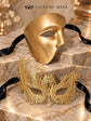 Gold One Eye Phantom Mask for Men with Gold Swan Metal Mask for Women | Venetian Opera Masquerade His and Hers Set - image 6