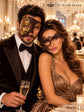 Mocha Brown Gold Opera Mask for Men & Mocha Brown Phantom Lace Mask for Women | Venetian His and Hers Masquerade Set - image 3