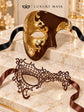 Mocha Brown Gold Opera Mask for Men & Mocha Brown Phantom Lace Mask for Women | Venetian His and Hers Masquerade Set - image 5