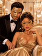 Gold Clear Stone Metal Mask for Men & Gold Rhinestone Laser Cut Mask for Women | Venetian Masquerade Couple Set - image 4