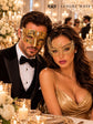 Gold Swan Metal Mask for Women & Gold Diamond Clear Stone Mask for Men | Venetian Masquerade Couple Mask Set - image 4