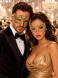 Gold Swan Metal Mask for Women & Gold Diamond Clear Stone Mask for Men | Venetian Masquerade Couple Mask Set - main image